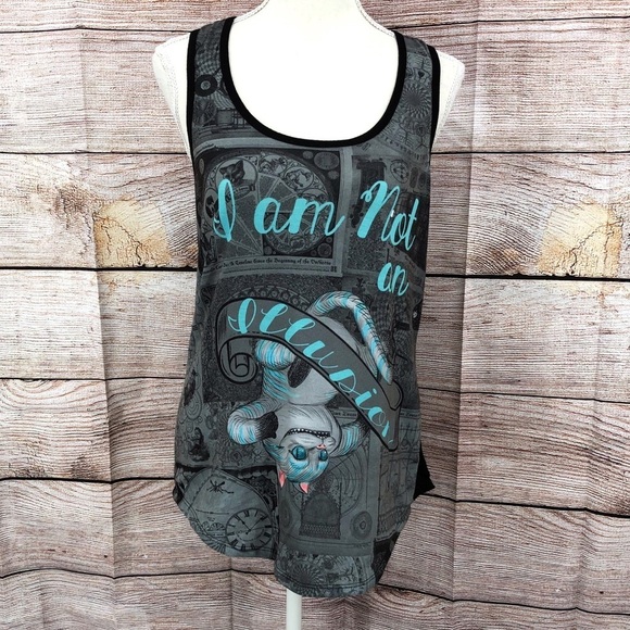 Disney Alice Through The Looking Glass Cheshire Cat Tank Top Gray Size M - Picture 1 of 8